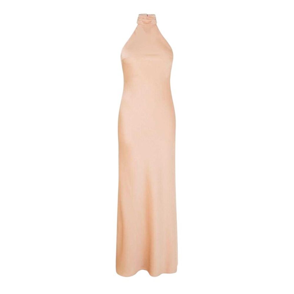 Jarlo Womens/Ladies Lia Satin Halter Neck Maxi Dress / Nude